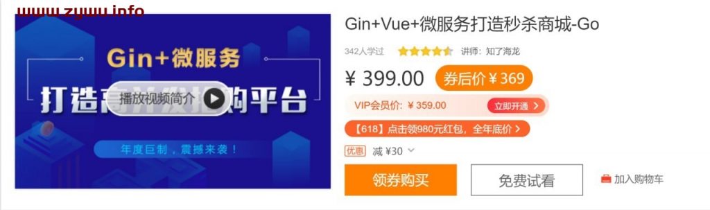 Gin+Vue+微服务打造秒杀商城-Go-资源屋